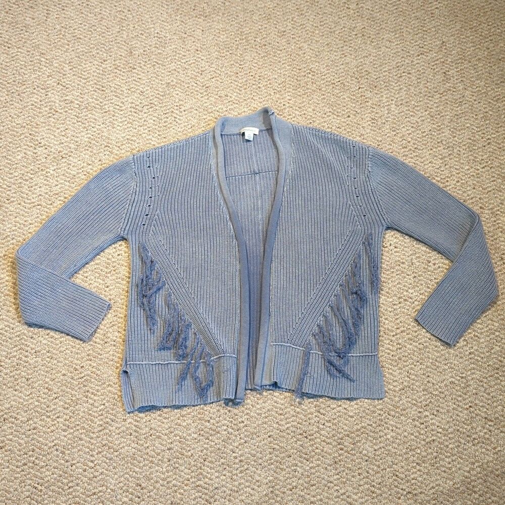 Sundance Ella Fringe Cardigan Womens XS Blue Faded Boho Southwestern Knit